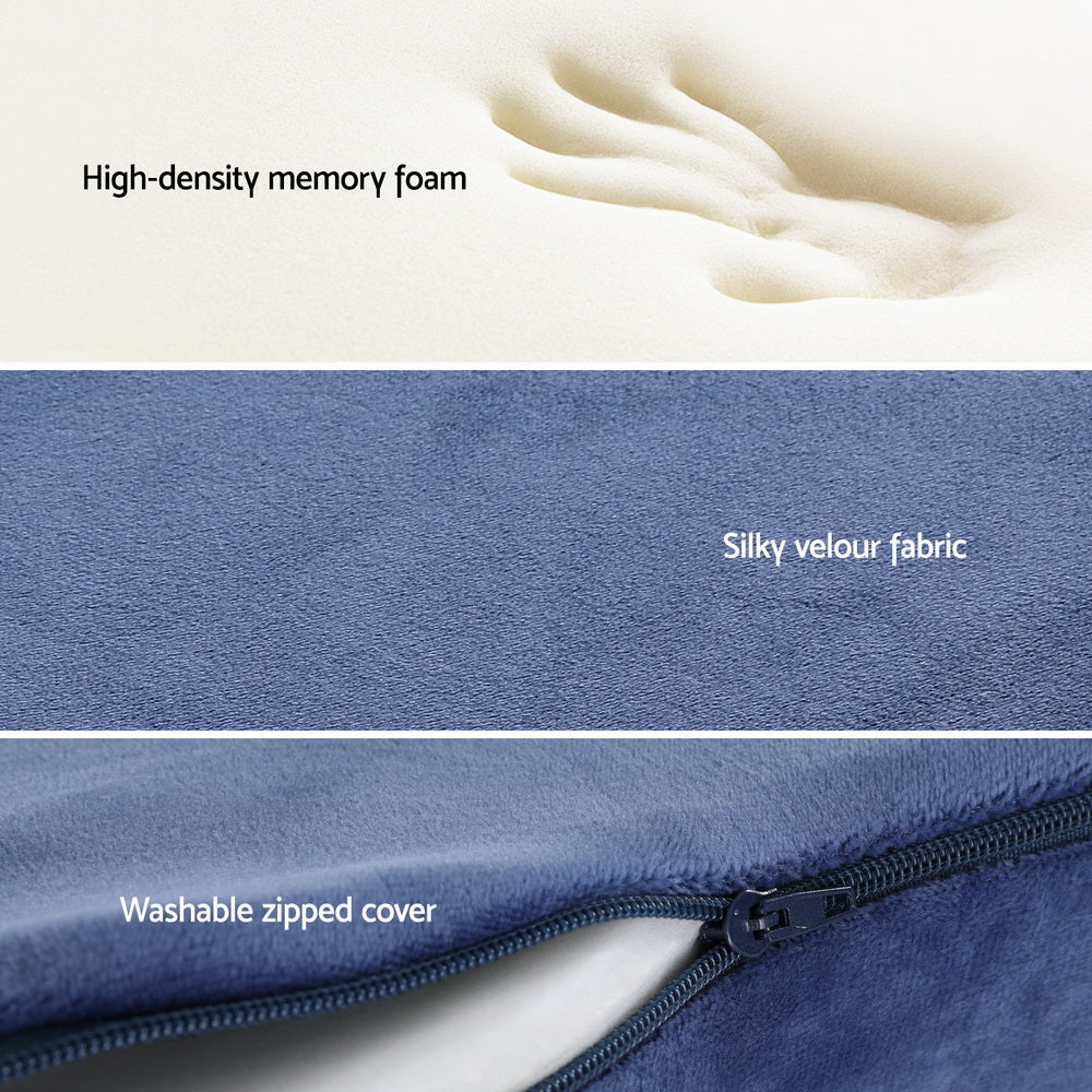 Giselle Bedding Memory Foam Seat Cushion 45cm x 36cm x 8cm Blue, Ergonomic Support - SuperSaverAU - view 4