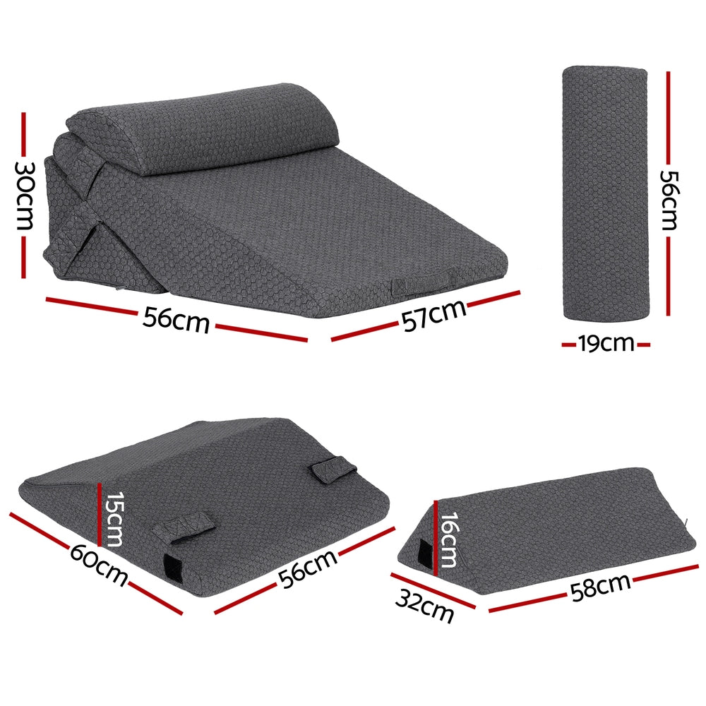Giselle Bedding Adjustable Wedge Pillow 56*57*30 cm, Cooling Gel Memory Foam, Removable Cover - SuperSaverAU - view 2