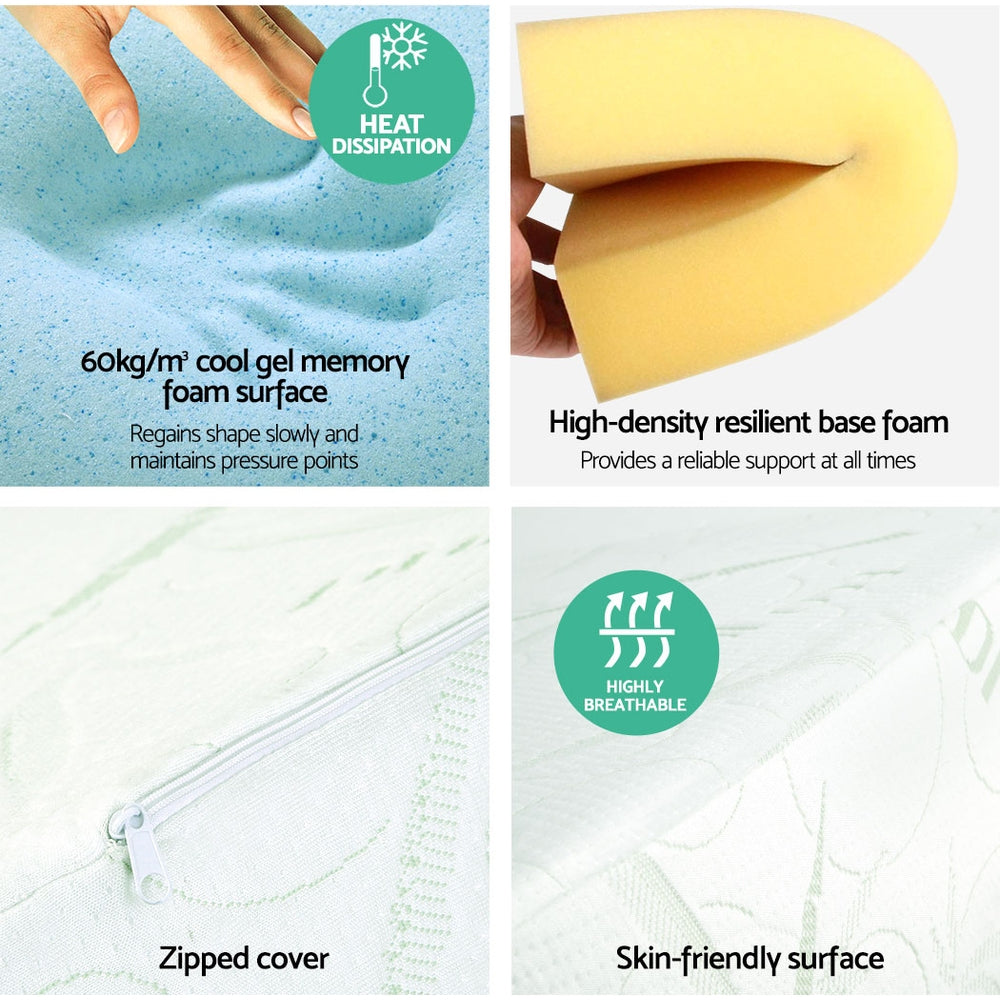 Giselle Bedding 3-in-1 Bed Wedge Pillow Cushion, Cool Gel Memory Foam, Bamboo Cover - SuperSaverAU - view 5