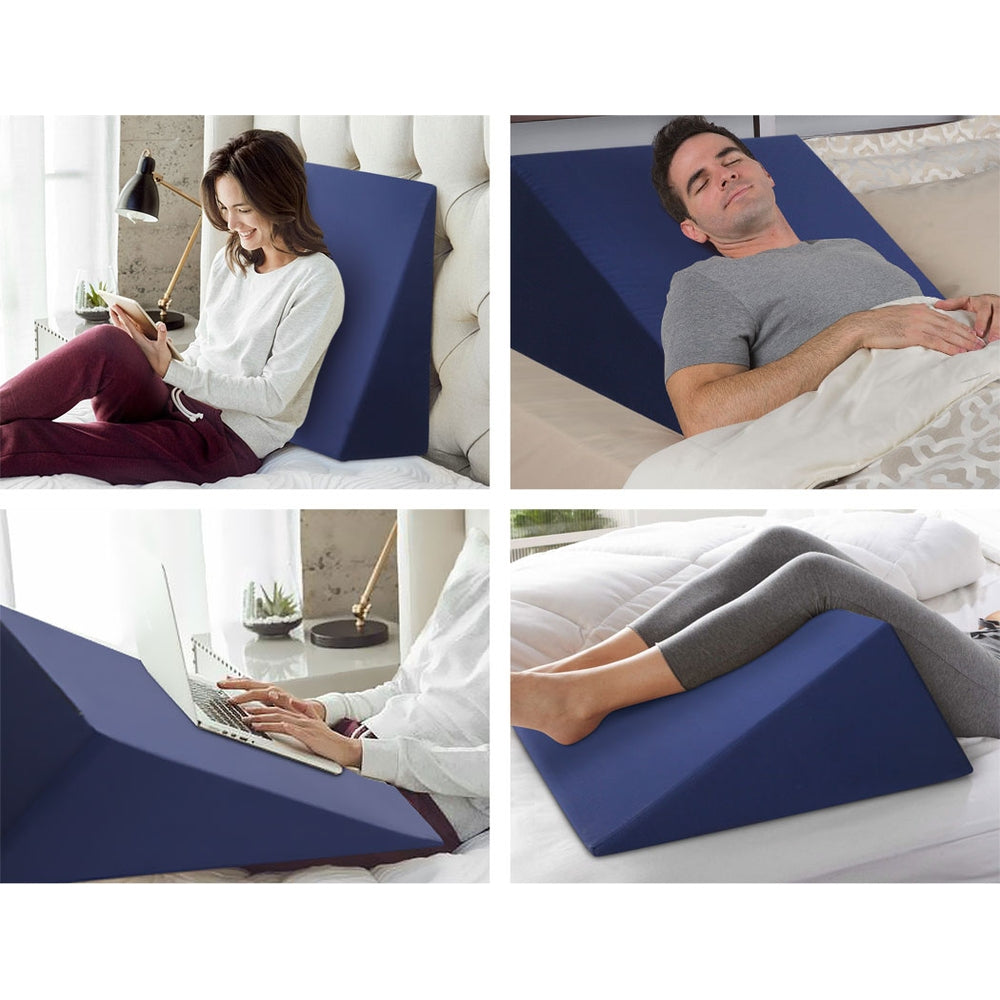 Giselle Bedding Bed Wedge Support Pillow 62x64x30cm with Memory Foam & Waterproof Cover - SuperSaverAU - view 3
