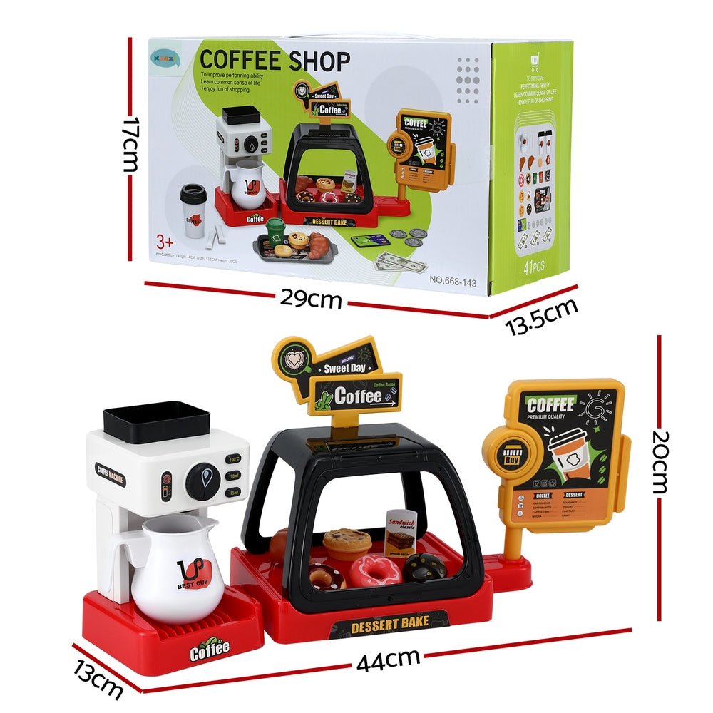 Keezi Kids Pretend Coffee Shop Playset with Coffee Maker and Play Money - SuperSaverAU - view 3