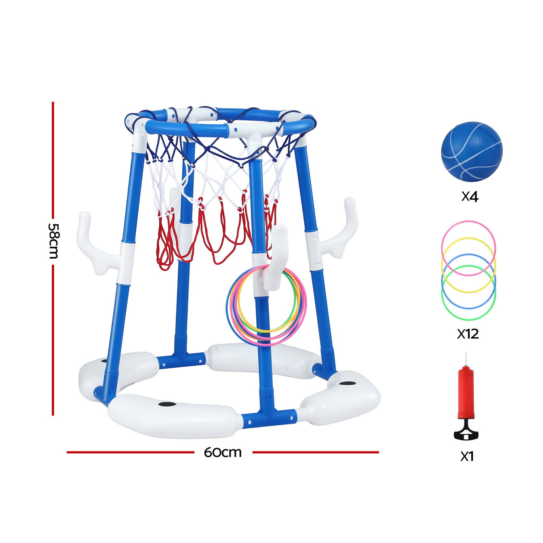 Keezi Kids Basketball Hoop with 4 balls Ring Toss Sports Pool Toys Blue - SuperSaverAU - view 2