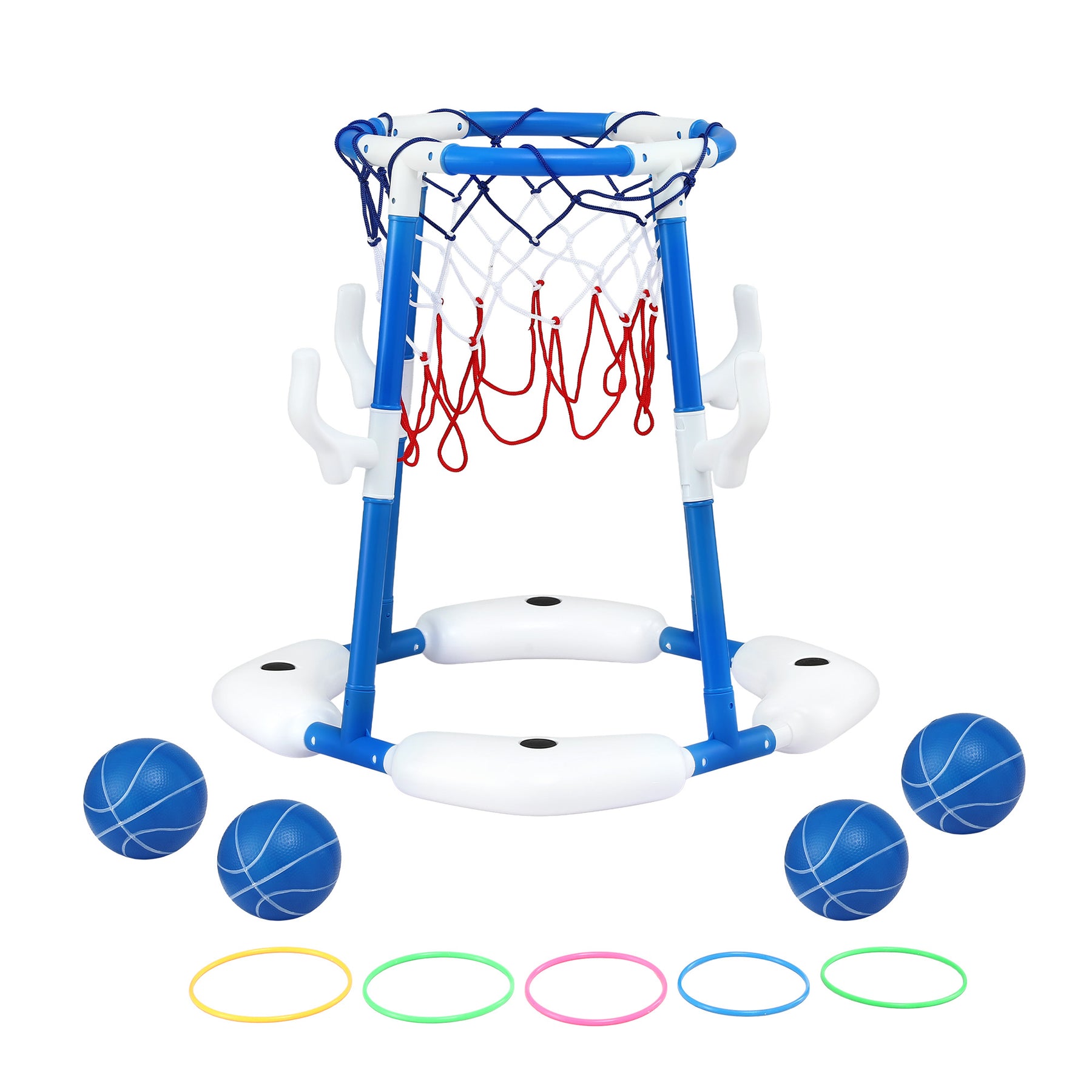Keezi Kids Basketball Hoop with 4 balls Ring Toss Sports Pool Toys Blue - SuperSaverAU - view 3
