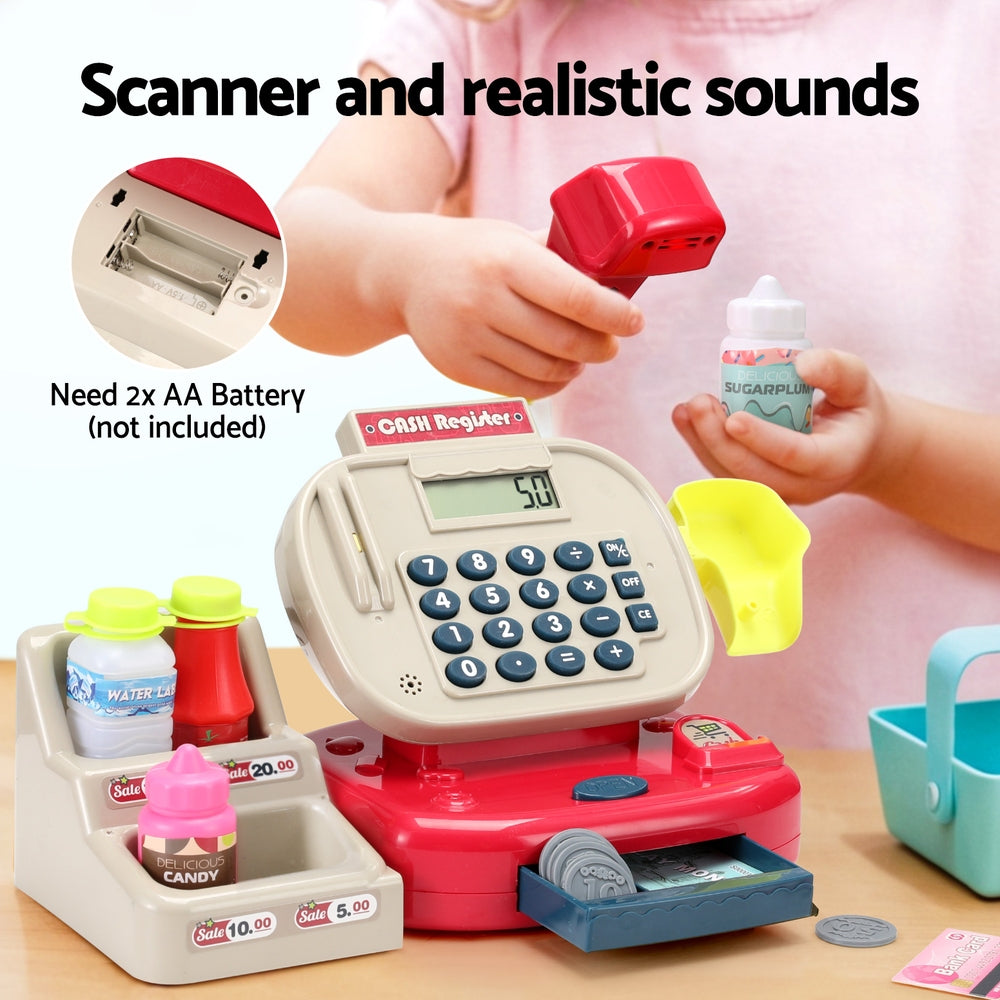 Keezi Kids Cash Register Calculator Pretend Play Shops Money Checkout Toys Set - SuperSaverAU - view 5