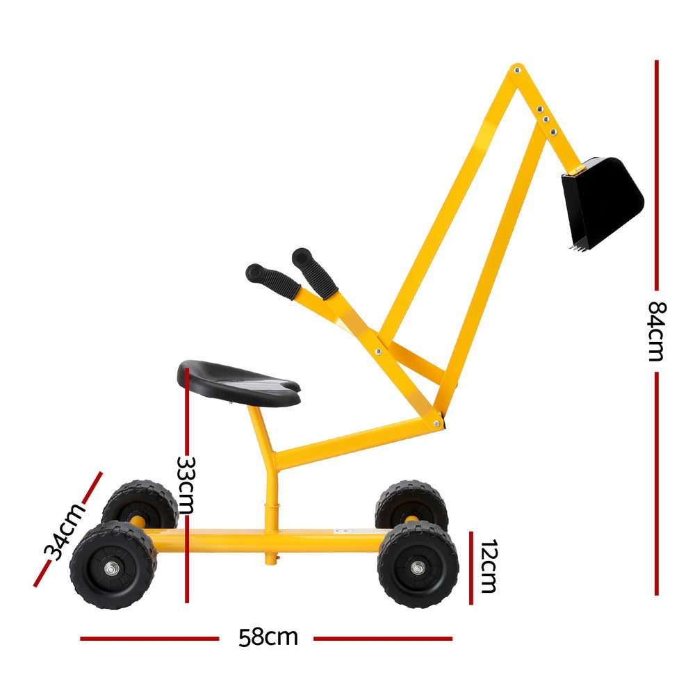 Keezi Kids Ride On Car Digger Bulldozer Sandpit Play Toys Rotate Seat Yellow - SuperSaverAU - view 2