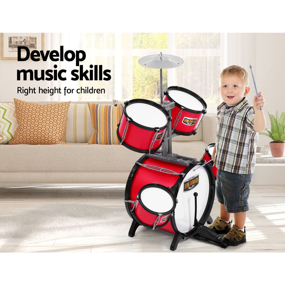 Keezi Kids 7-Piece Junior Drum Set - Red