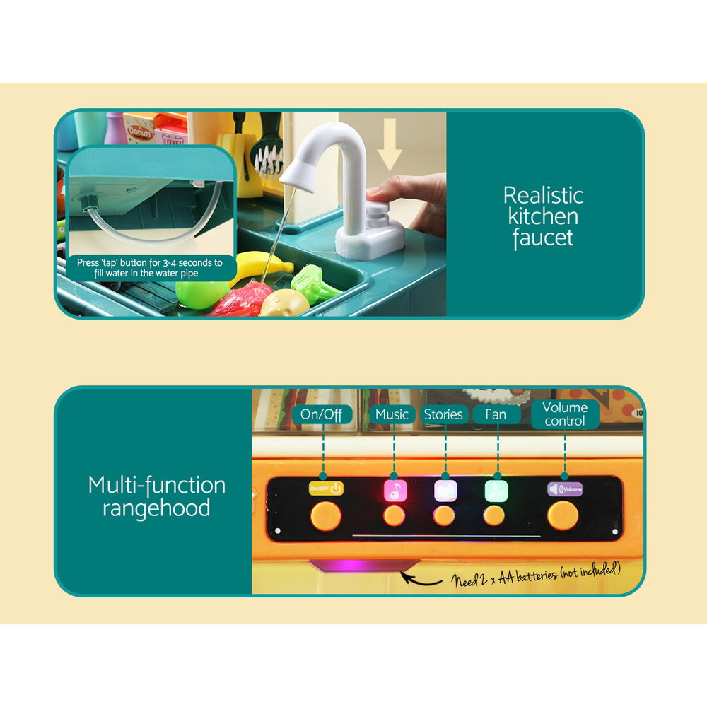 Keezi Kids Kitchen Pretend Play Set Cooking Sound Steam Light Function - SuperSaverAU - view 5