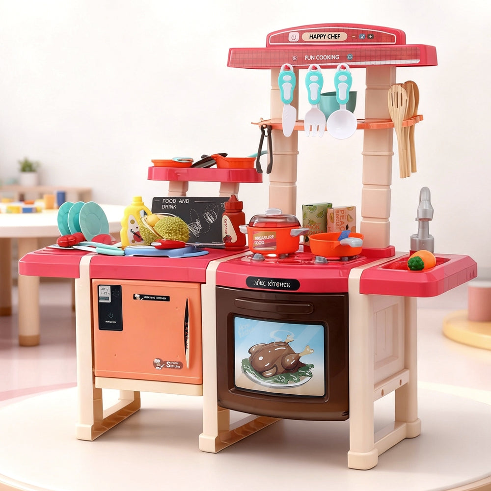 Keezi Kids Kitchen Play Set - Cooking Sound and Light Features - SuperSaverAU - view 1