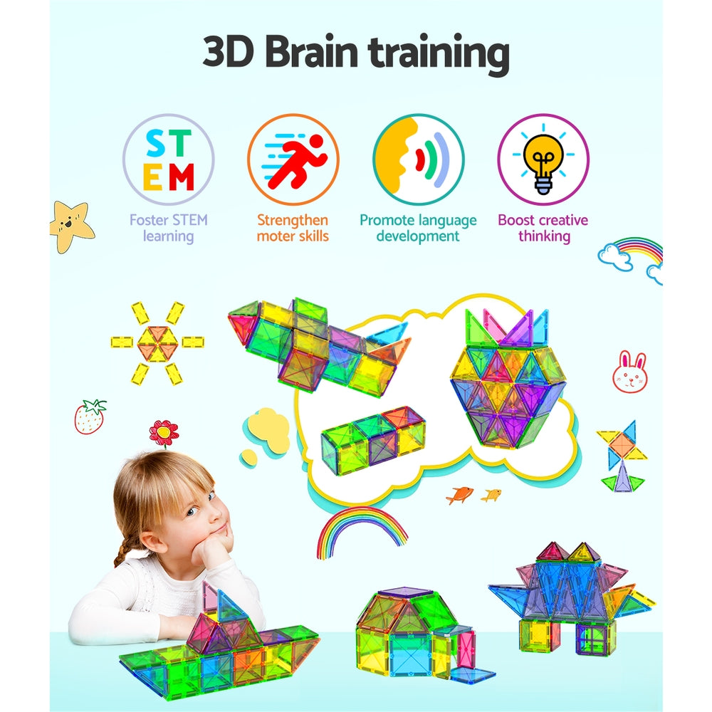 Keezi 120pcs Kids Magnetic Tiles Blocks Building Educational Toys Children Gift - SuperSaverAU - view 4