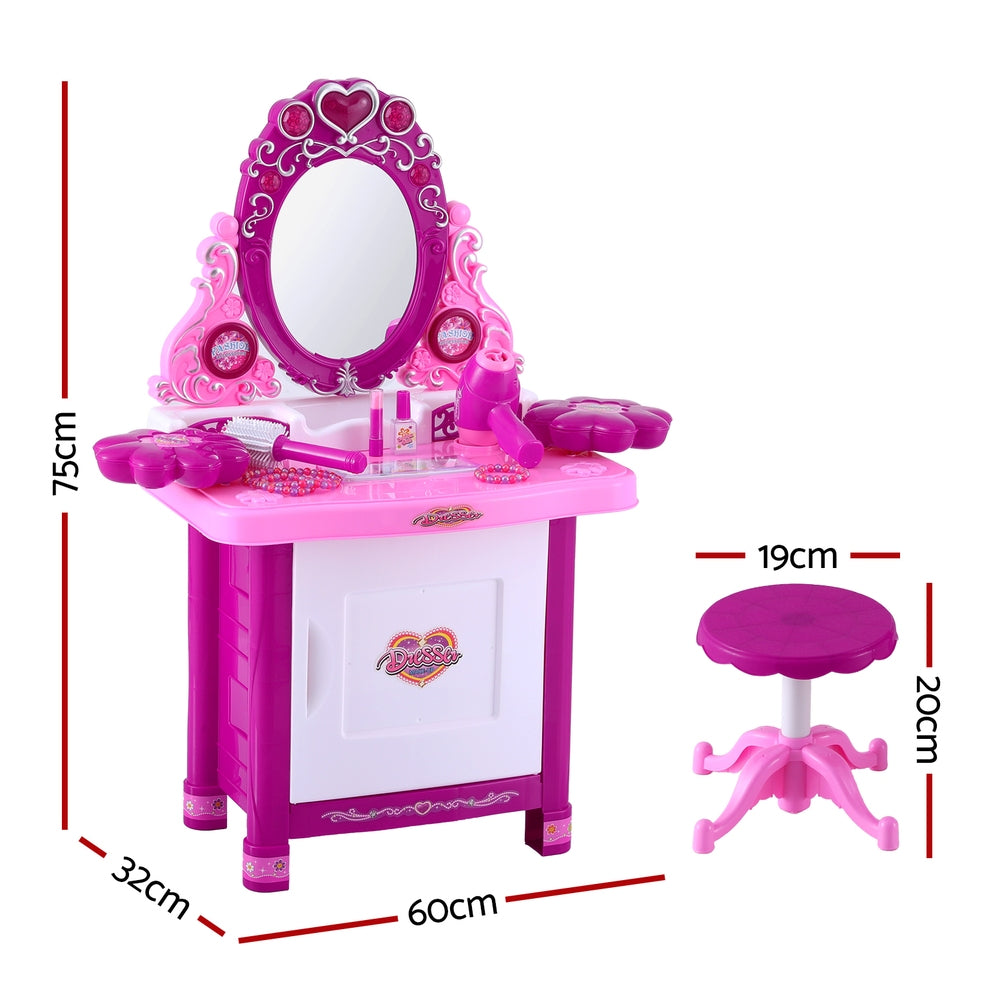 Keezi Kids Pretend Makeup Play Set Dressing Table Chair Girls Toys Children - SuperSaverAU - view 2