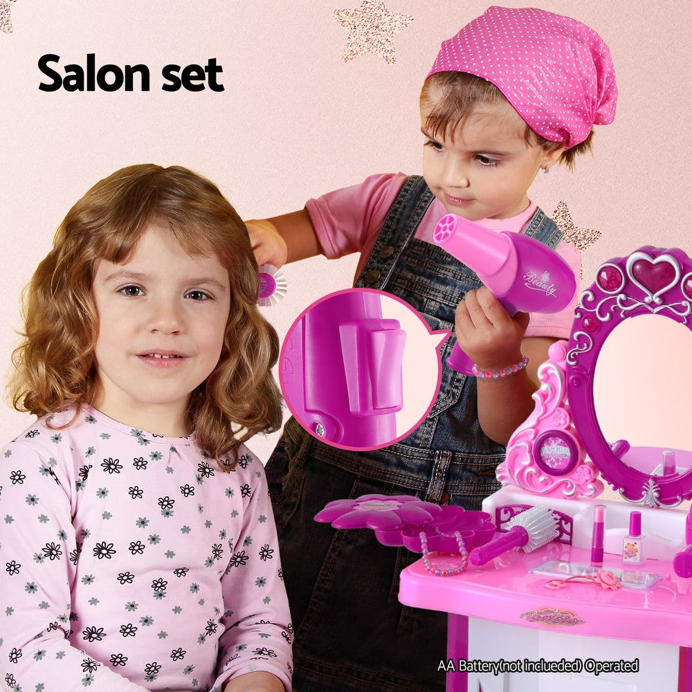 Keezi Kids Pretend Makeup Play Set Dressing Table Chair Girls Toys Children - SuperSaverAU - view 5