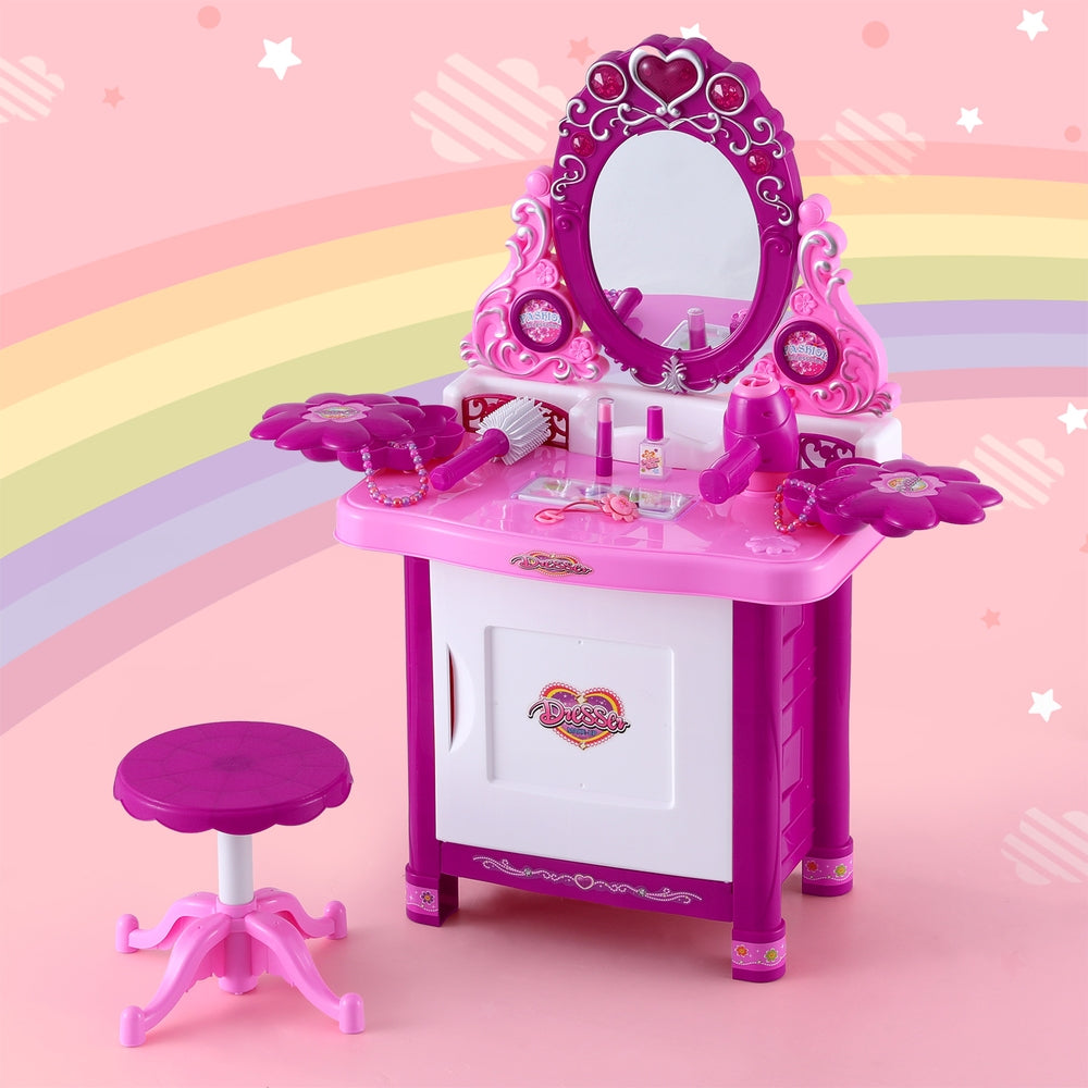 Keezi Kids Pretend Makeup Play Set Dressing Table Chair Girls Toys Children - SuperSaverAU - view 8