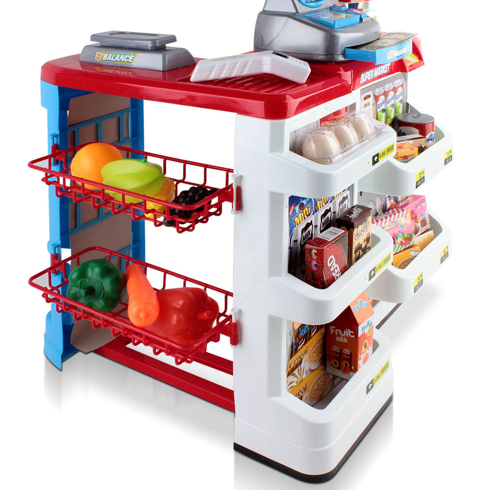 Keezi Kids Pretend Role Play Supermarket 24 Piece Playset Cash Register Trolley - SuperSaverAU - view 4