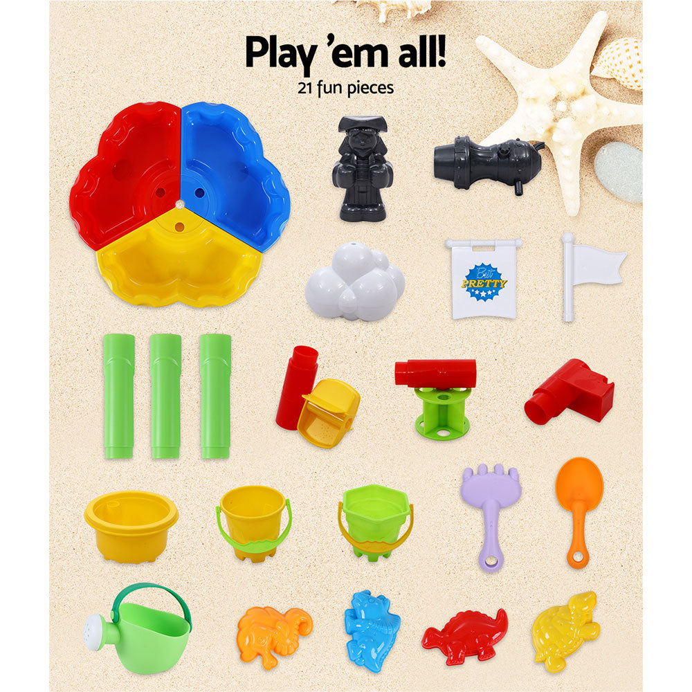 Keezi Kids Sandpit Pretend Play Set Outdoor Sand Water Table Beach Toy - SuperSaverAU - view 6