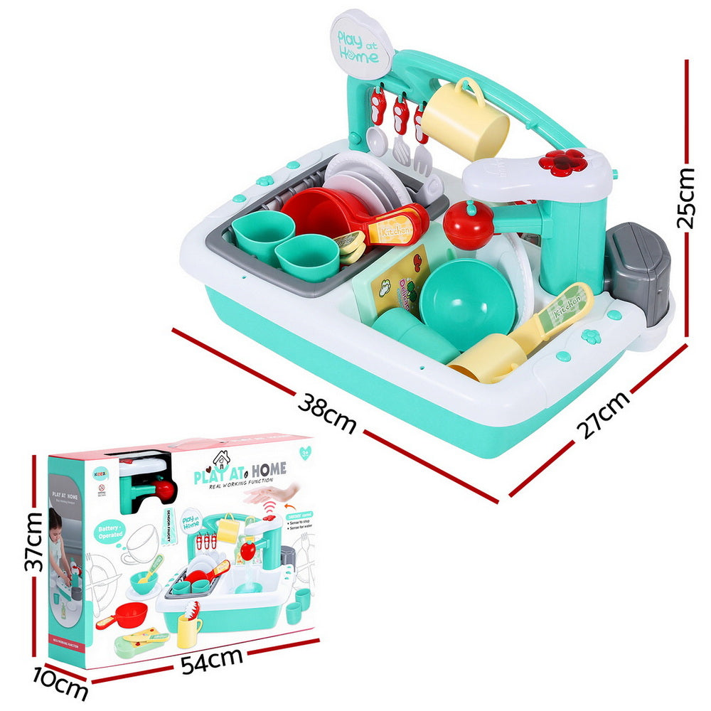 Keezi Kids Kitchen Play Sink Toy with Accessories - Green - SuperSaverAU - view 3