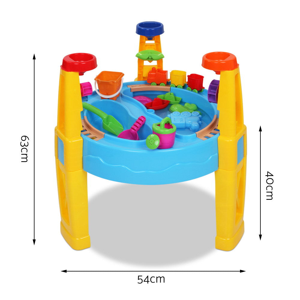 Keezi Kids Sandpit Pretend Play Set Water Sand Table Children Outdoor Toy Umbrella - SuperSaverAU - view 2