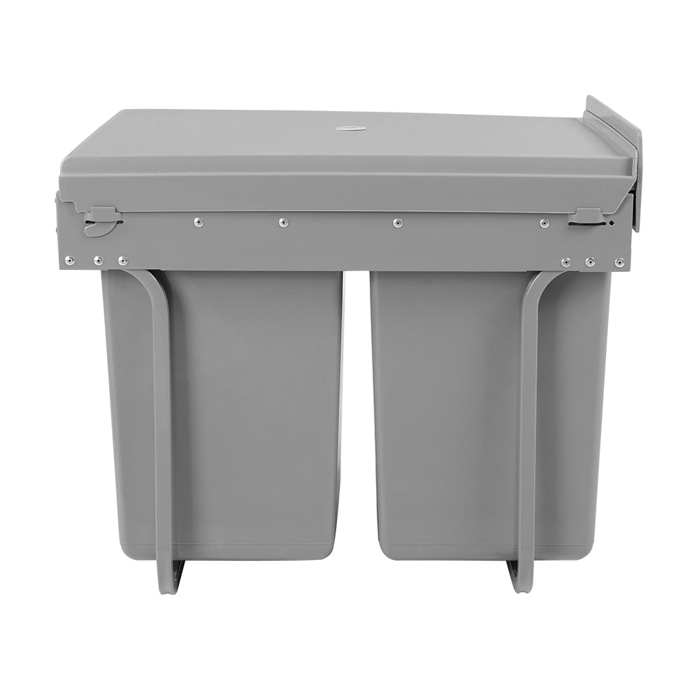 Cefito Dual Side Pull Out Rubbish Waste Basket 2 x 20L - Grey, Space Saver - SuperSaverAU - view 3