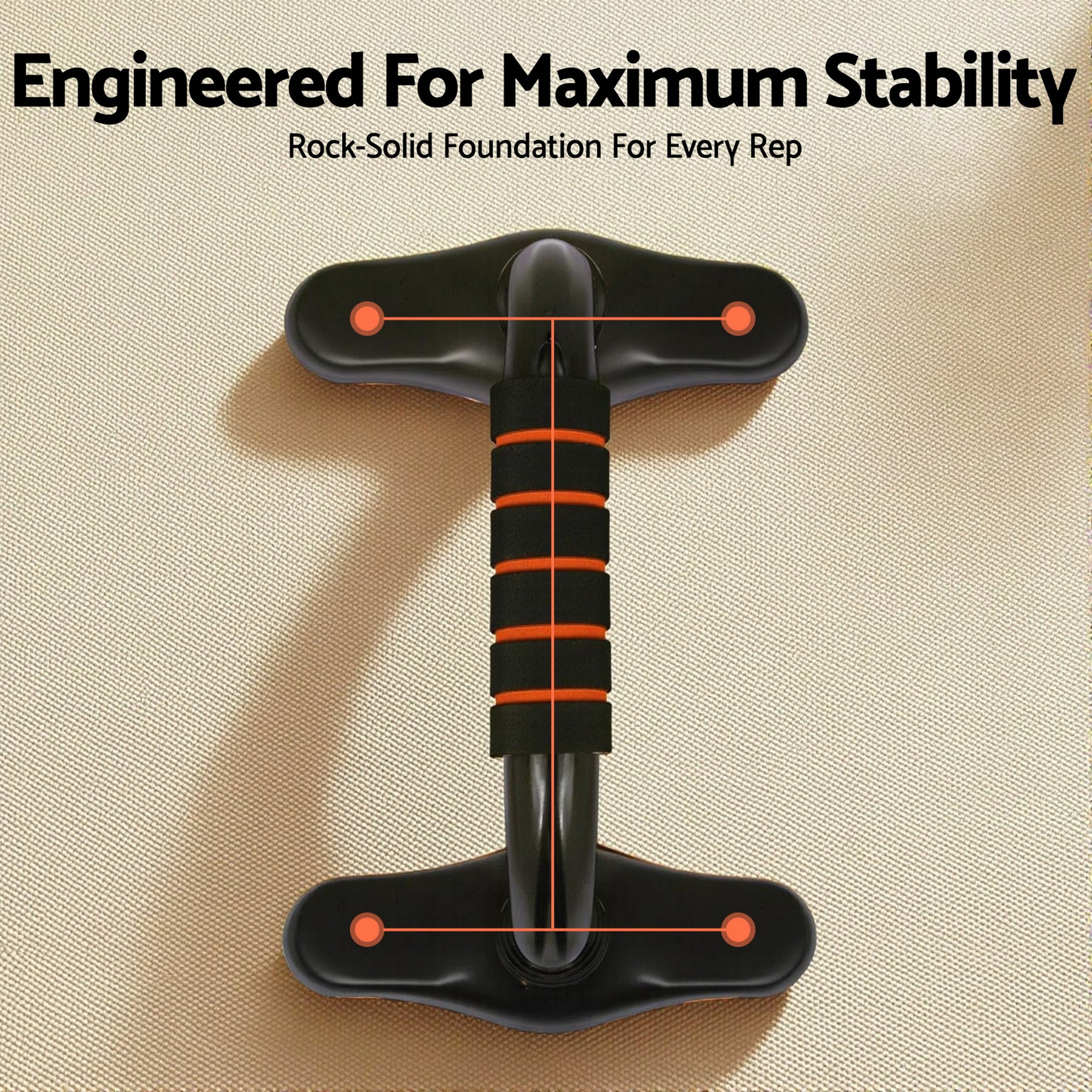 Everfit Orange & Black Push Up Bars with Foam Grips
