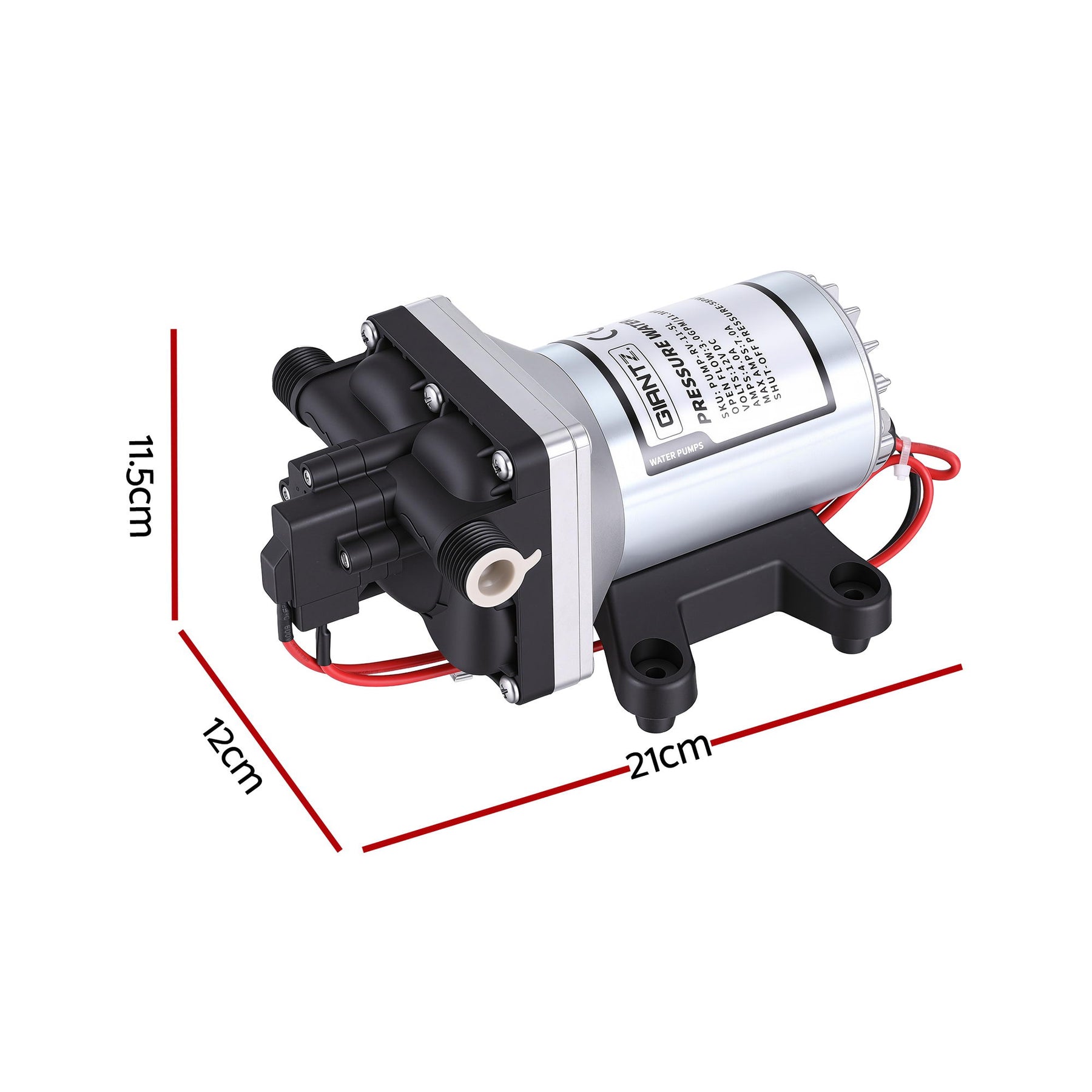 Giantz 12V Self Priming Water Pump with 11.3LPM Flow & 55PSI Pressure