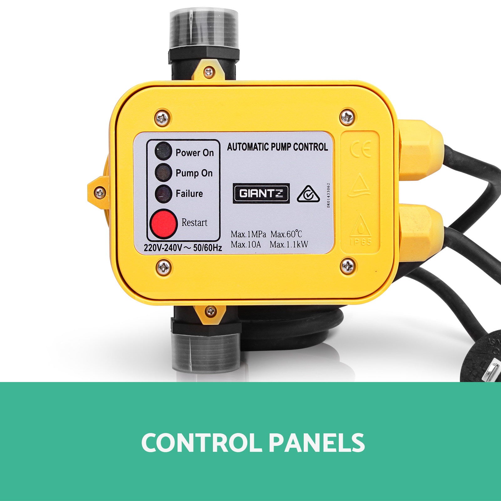 Giantz Water Pressure Pump Controller Auto Switch Control Electric Electronic Yellow - SuperSaverAU - view 3