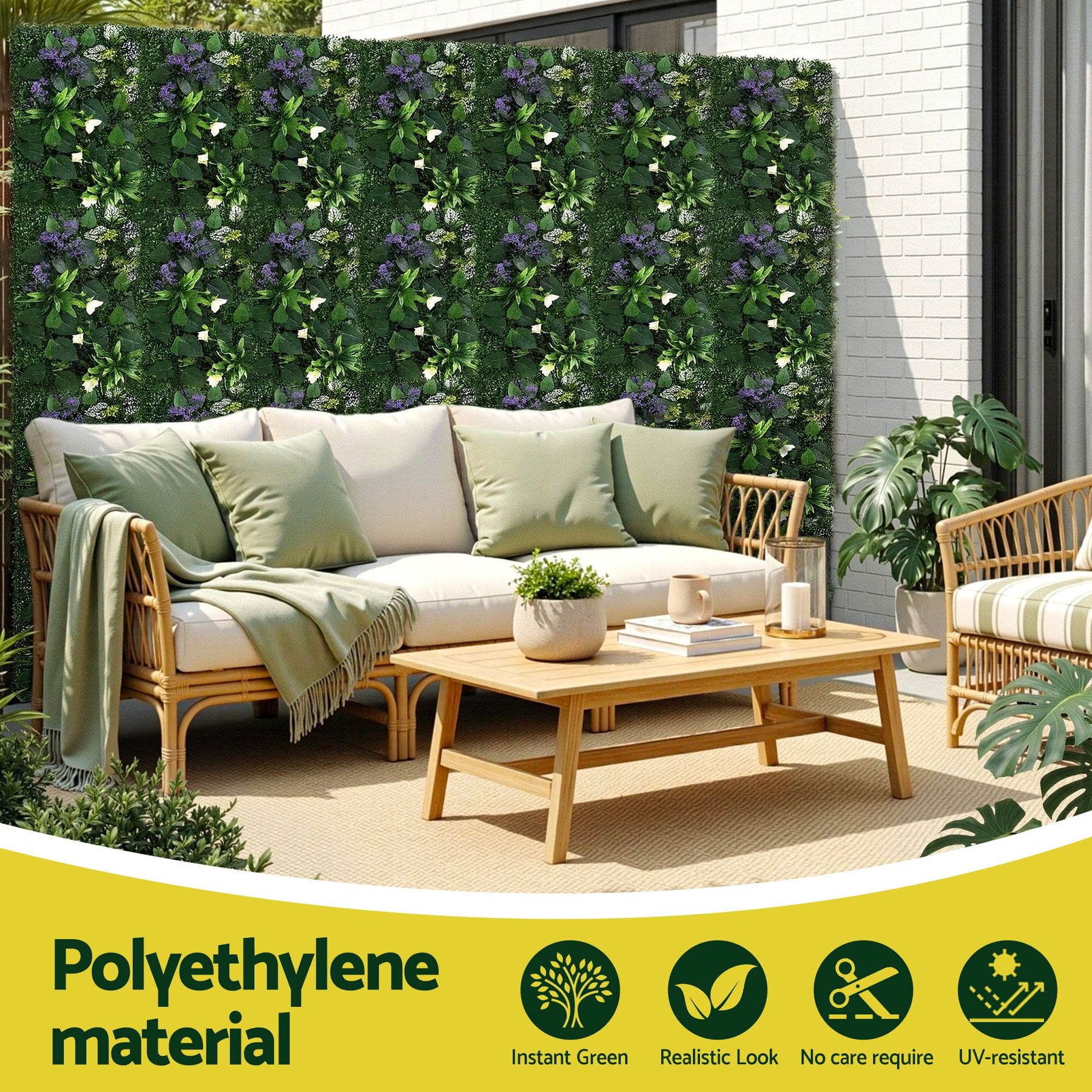 Gardeon Artificial Plant Wall Panels – Hedge Grass 40 x 60cm, 4 Pack