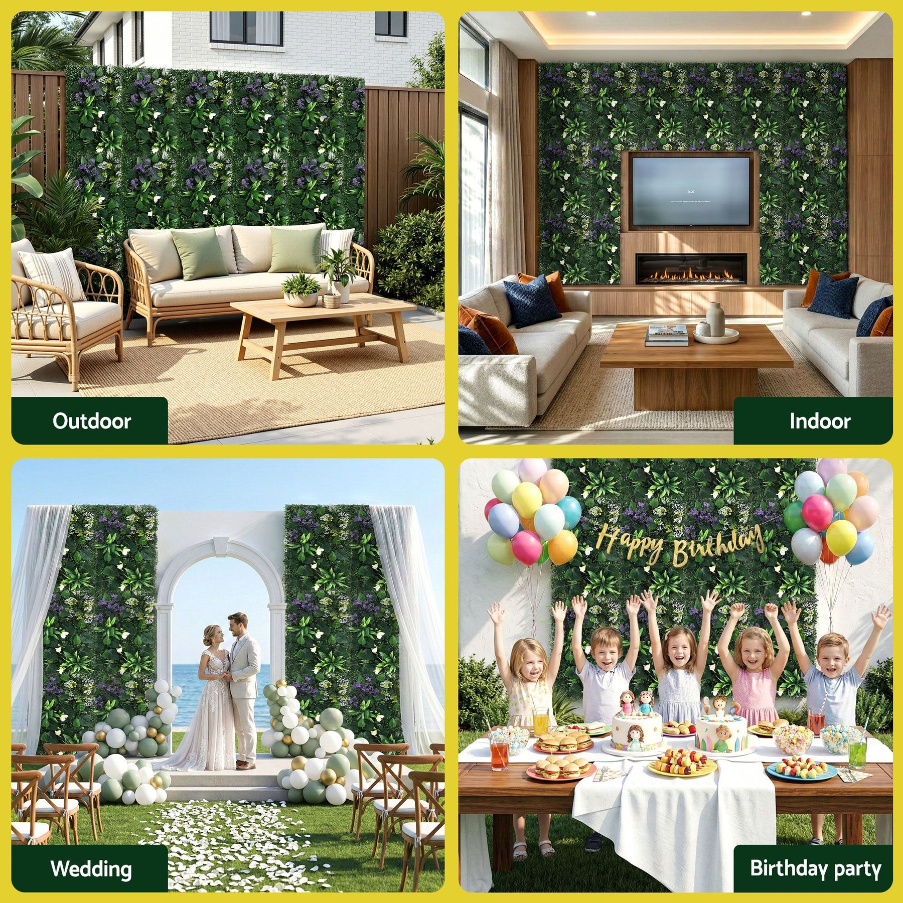 Gardeon Artificial Plant Wall Panels – Hedge Grass 40 x 60cm, 4 Pack