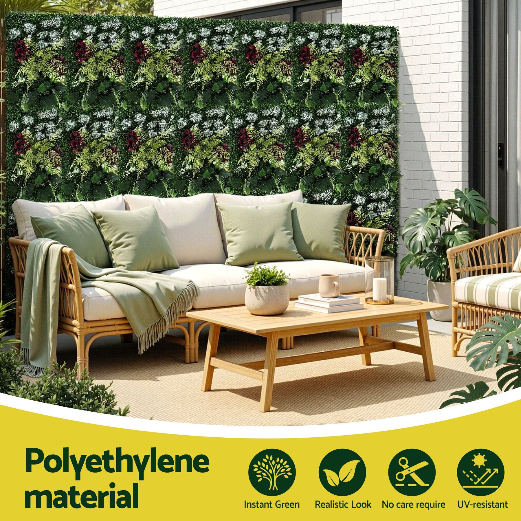 Gardeon Artificial Plant Wall Panels – Flower 40 x 60cm, 4 Pack