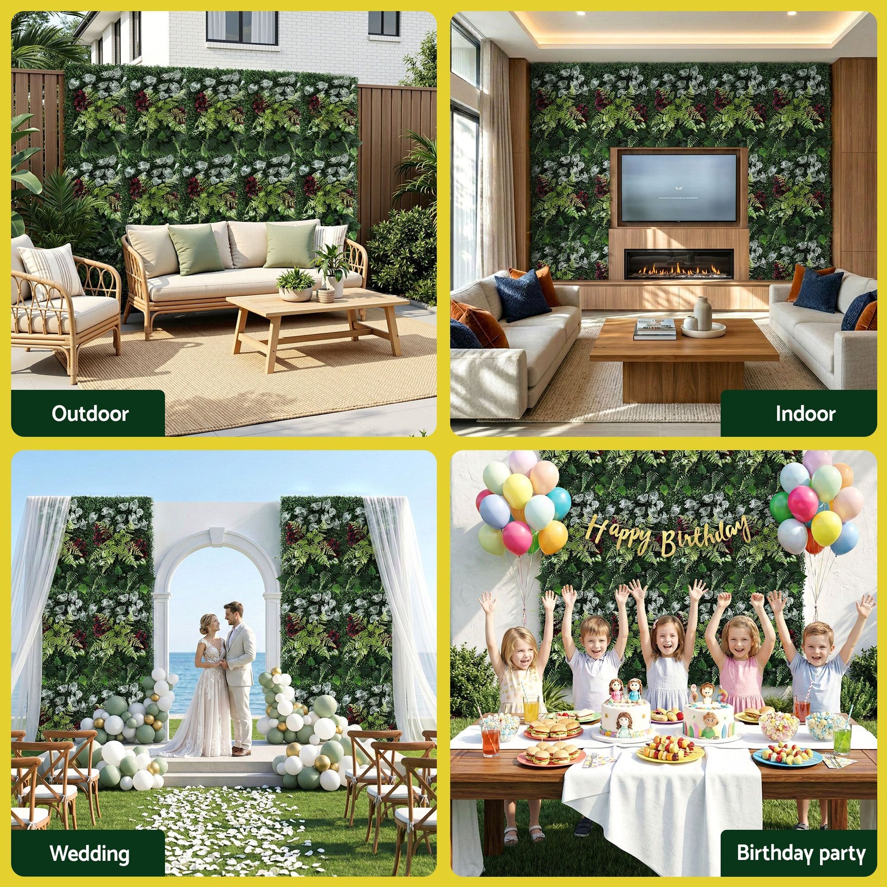 Gardeon Artificial Plant Wall Panels – Flower 40 x 60cm, 4 Pack