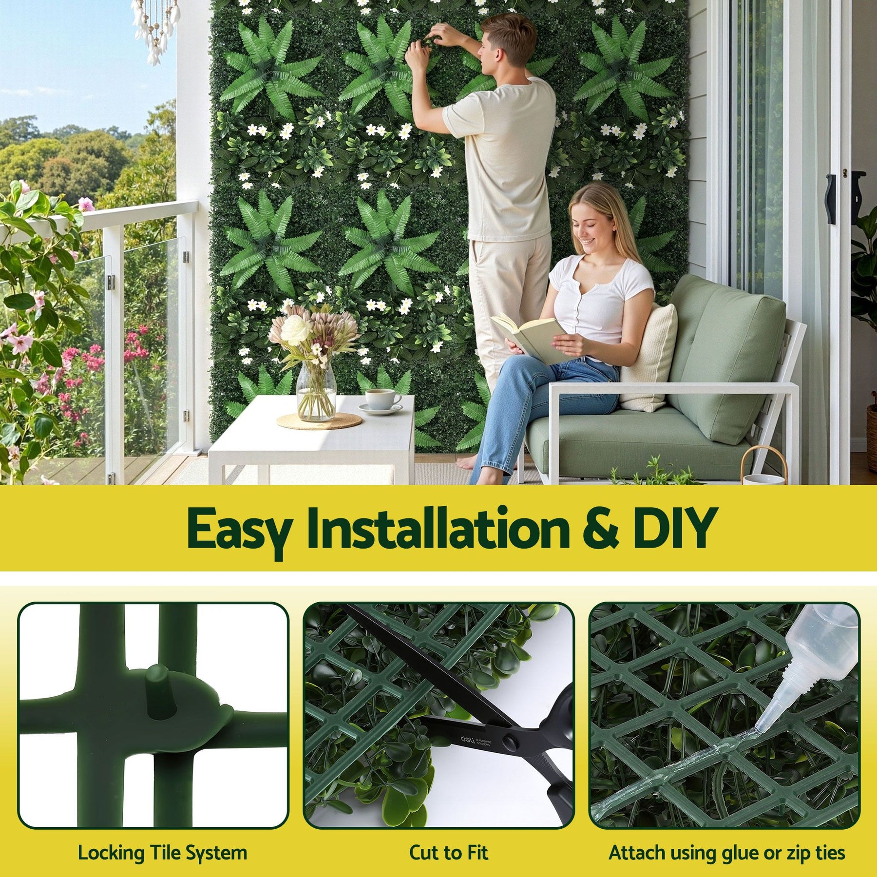 Gardeon Artificial Plant Wall Panels – Leaf 40 x 60cm, 4 Pack