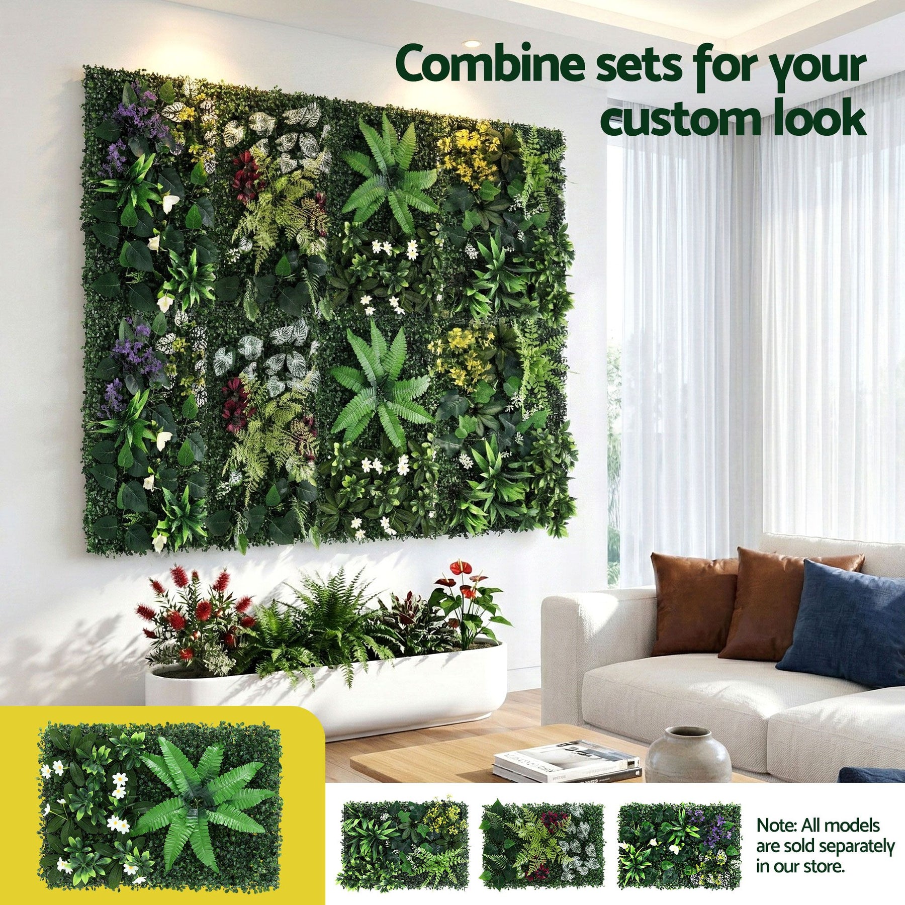 Gardeon Artificial Plant Wall Panels – Leaf 40 x 60cm, 4 Pack
