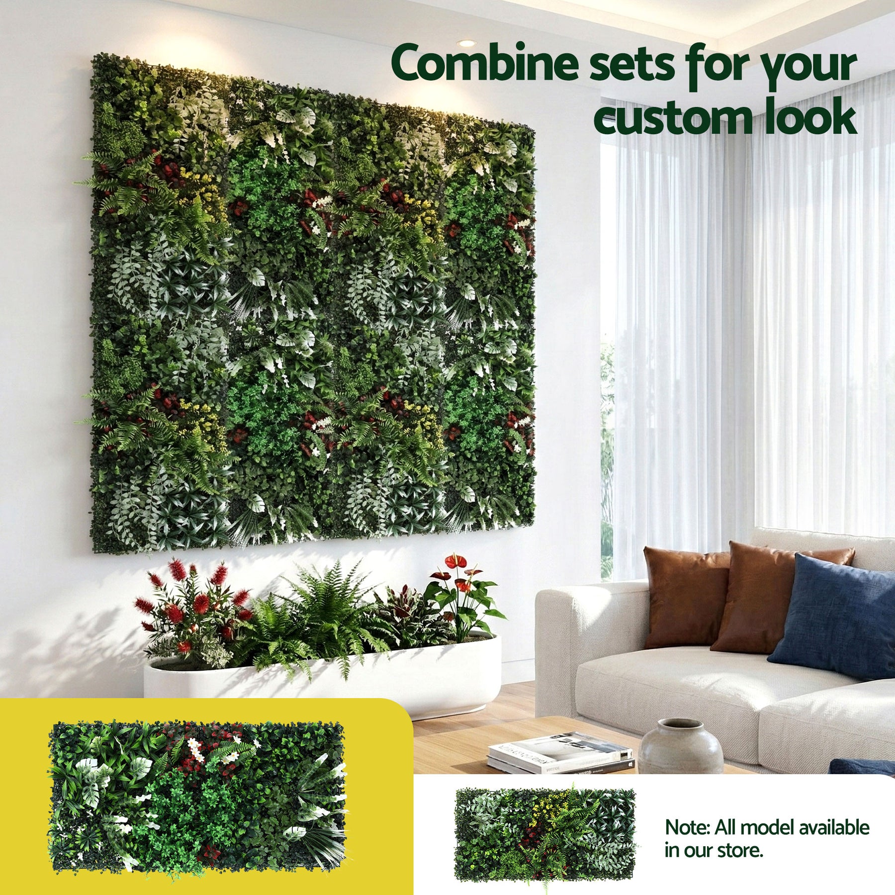 Gardeon Artificial Plant Wall Panel – Green UV-Resistant 100 x 50cm