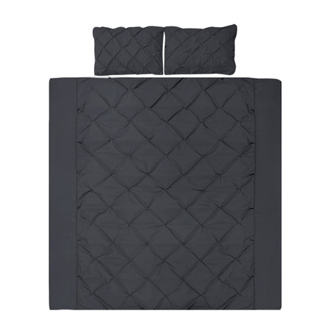 Giselle Bedding Diamond Pintuck 3-Piece Duvet Set, Black, Queen Size - SuperSaverAU - view 1