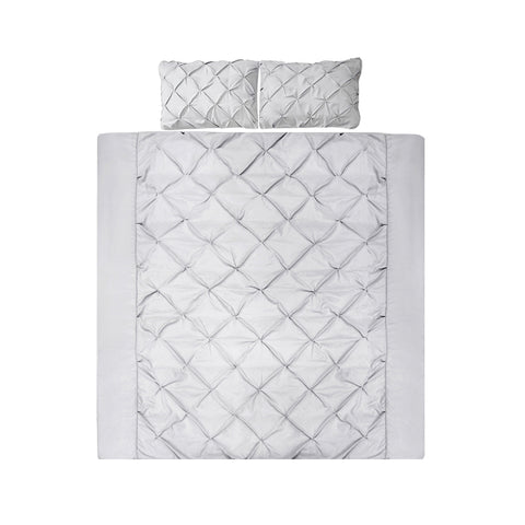 Giselle Bedding 3-piece Quilt Set Grey, Pinch Pleated, Machine Washable, Queen - SuperSaverAU - view 1