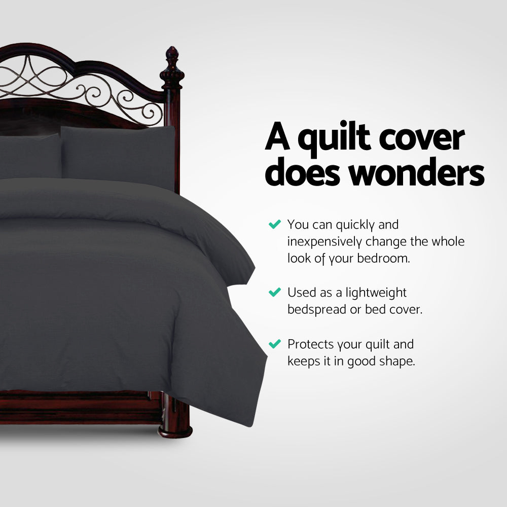 Giselle Bedding Queen 3-piece Quilt Set Black, Soft Microfibre, Machine Washable - SuperSaverAU - view 3