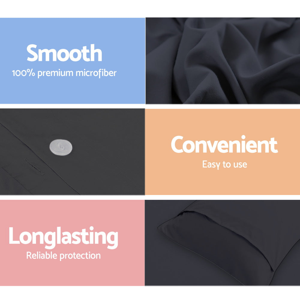 Giselle Bedding Super King 3-piece Quilt Set Black - Soft, Breathable, Machine Washable - SuperSaverAU - view 5