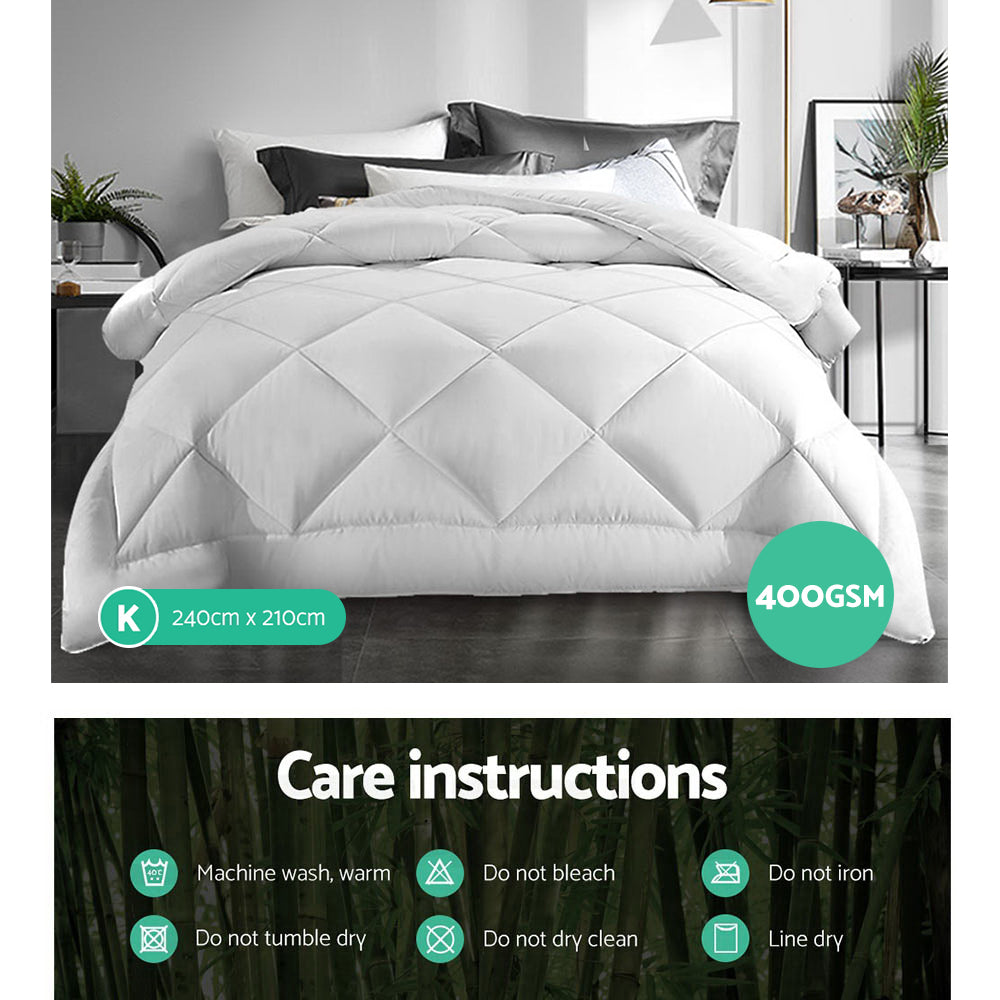 Giselle Bedding Bamboo Blend Microfibre Quilt King - 400gsm, Breathable, Eco-Friendly - SuperSaverAU - view 7