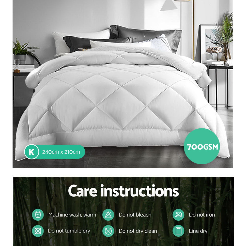 Giselle Bedding Bamboo Blend Microfibre Quilt King - 700gsm, Anti-bacterial, Breathable - SuperSaverAU - view 7