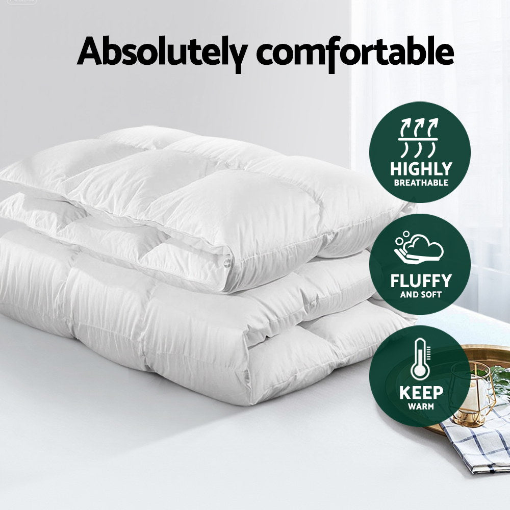 Giselle Bedding Duck Down Feather Quilt 700GSM Double - Lightweight, Cotton Cover - SuperSaverAU - view 5
