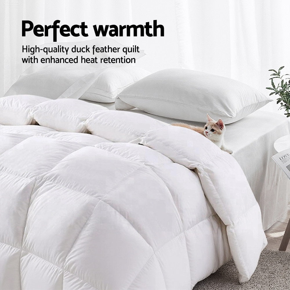 Giselle Bedding Duck Down Feather Quilt 700GSM Single - Lightweight, Cotton Cover - SuperSaverAU - view 5