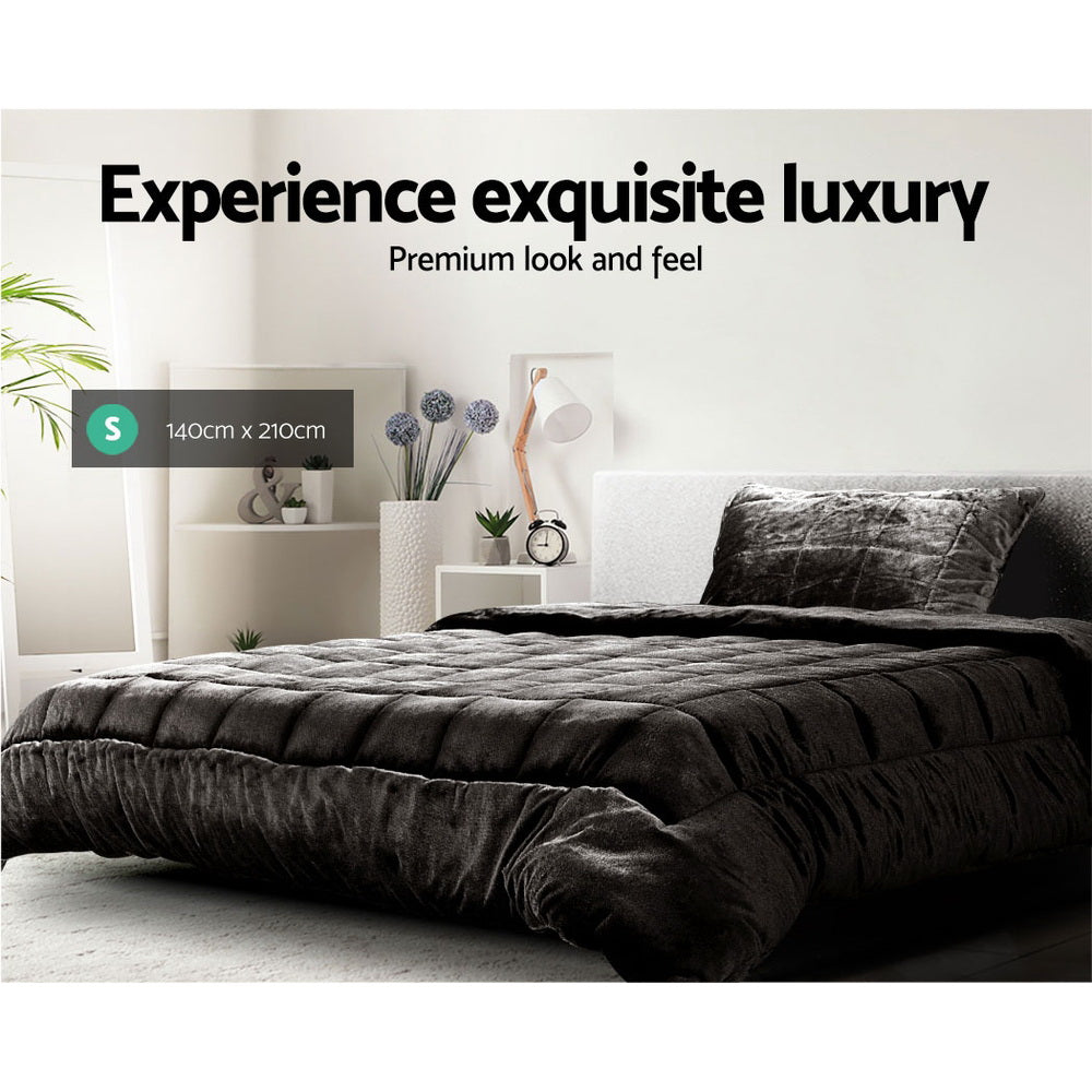 Giselle Bedding Faux Mink Quilt Charcoal Single - Soft, Thermo-Regulating, Winter Weight - SuperSaverAU - view 4