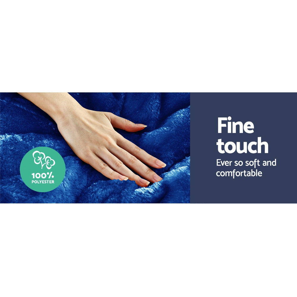 Giselle Bedding Faux Mink Quilt Navy Blue Queen - Double-Sided, Soft, Thermo-Regulating - SuperSaverAU - view 2