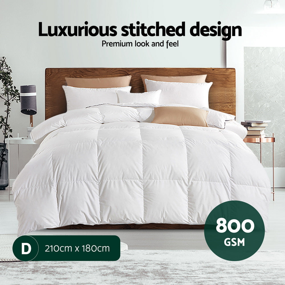 Giselle Bedding Goose Down Feather Quilt 800GSM Double - Lightweight, Cotton Cover - SuperSaverAU - view 2