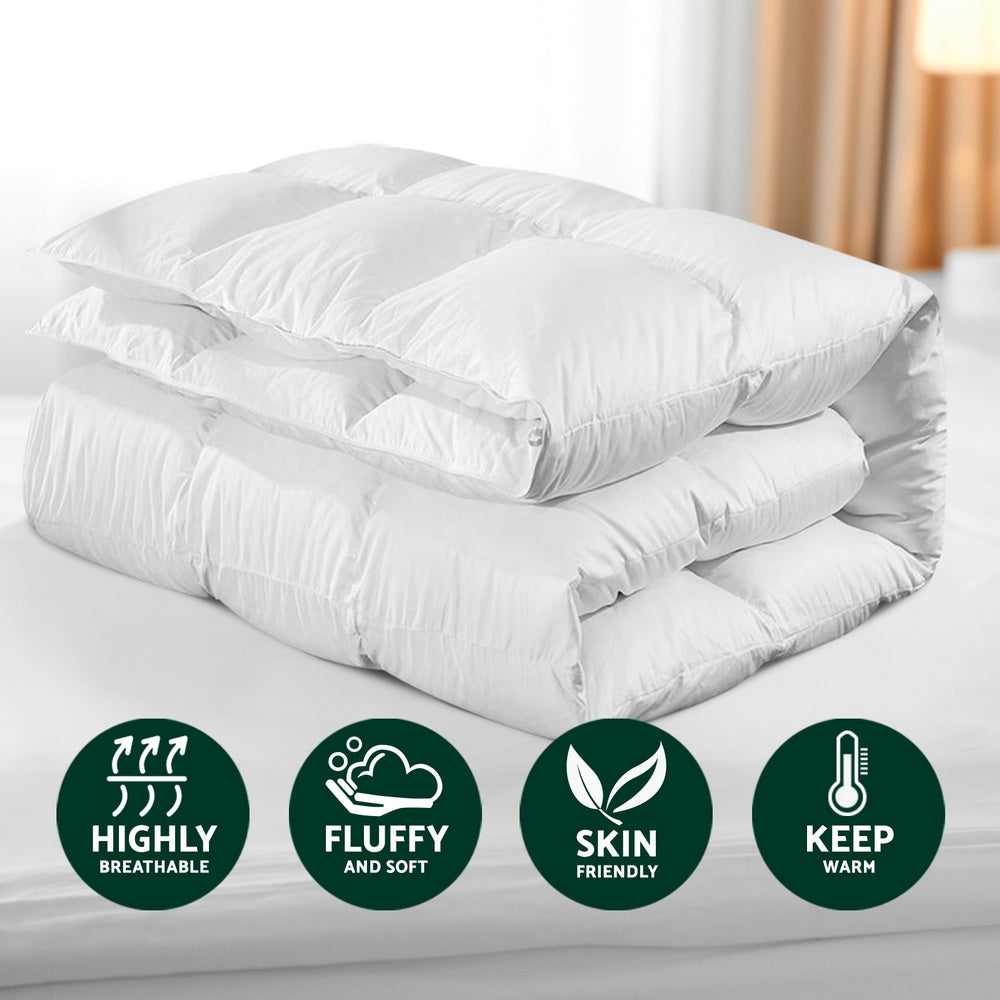 Giselle Bedding Goose Down Feather Quilt 800GSM Single - Lightweight, Cotton Cover - SuperSaverAU - view 3