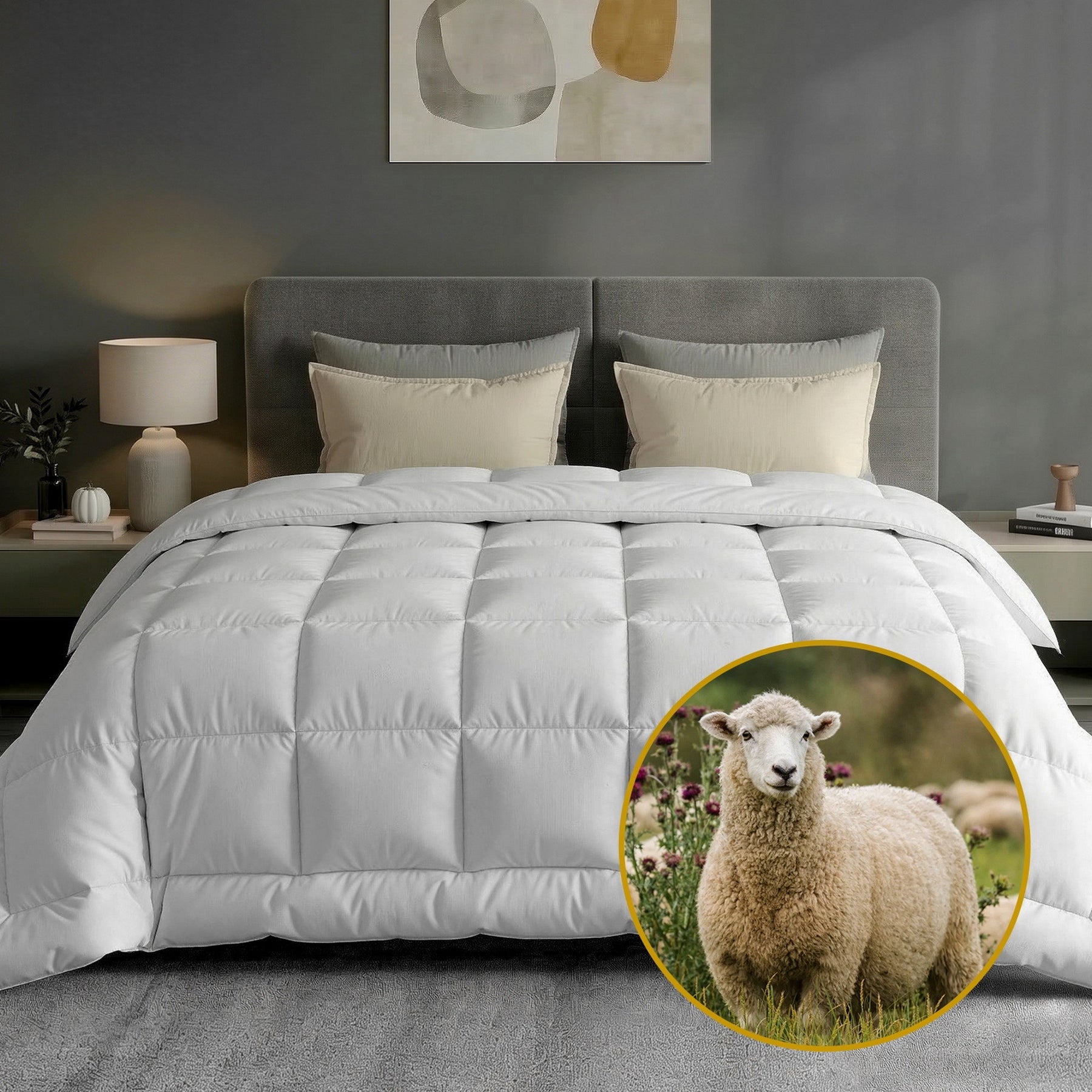Giselle Bedding 500GSM Wool Quilt – Double, Cotton Cover with Baffle Box Construction