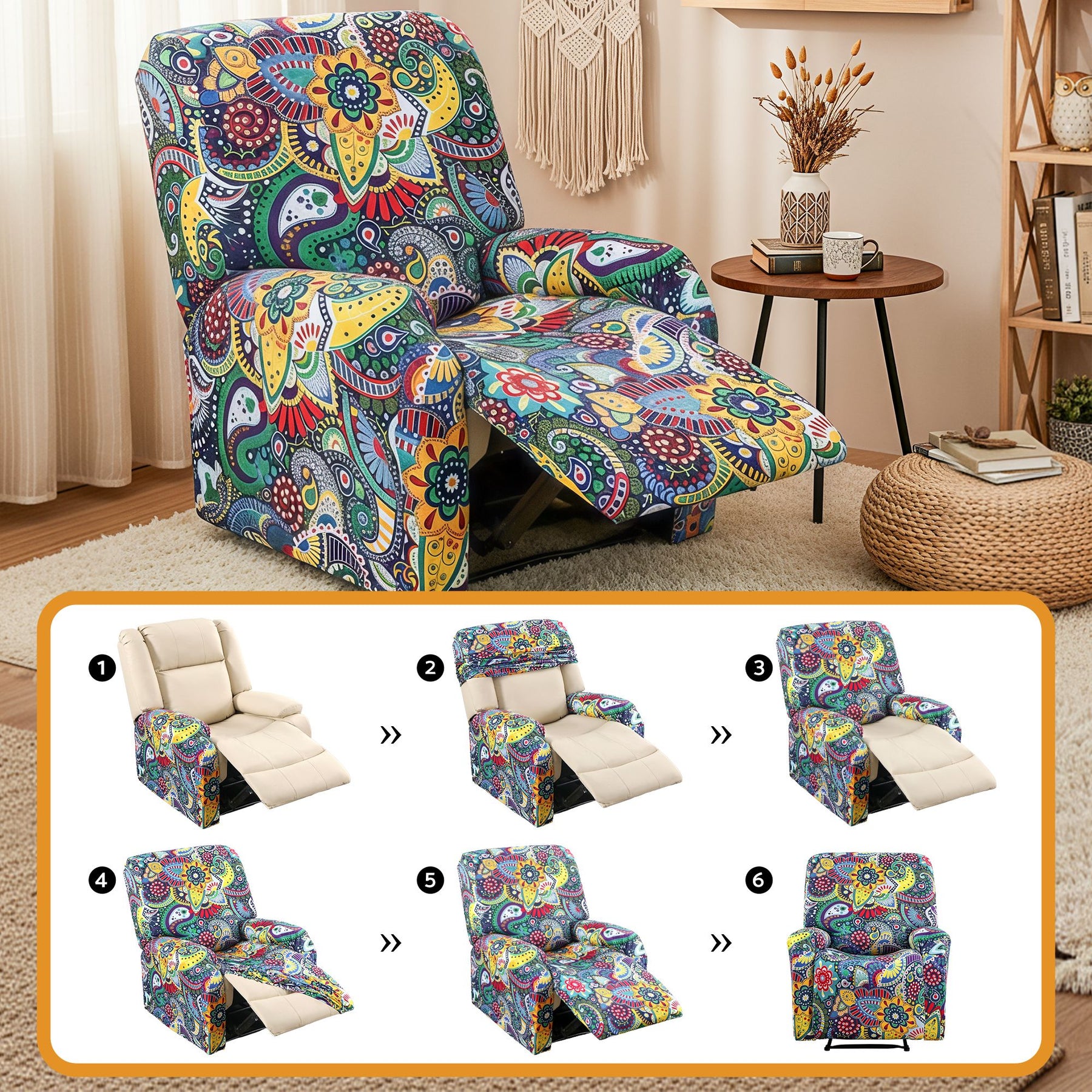 Artiss Kids 4-Piece Stretch Recliner Cover - Printed