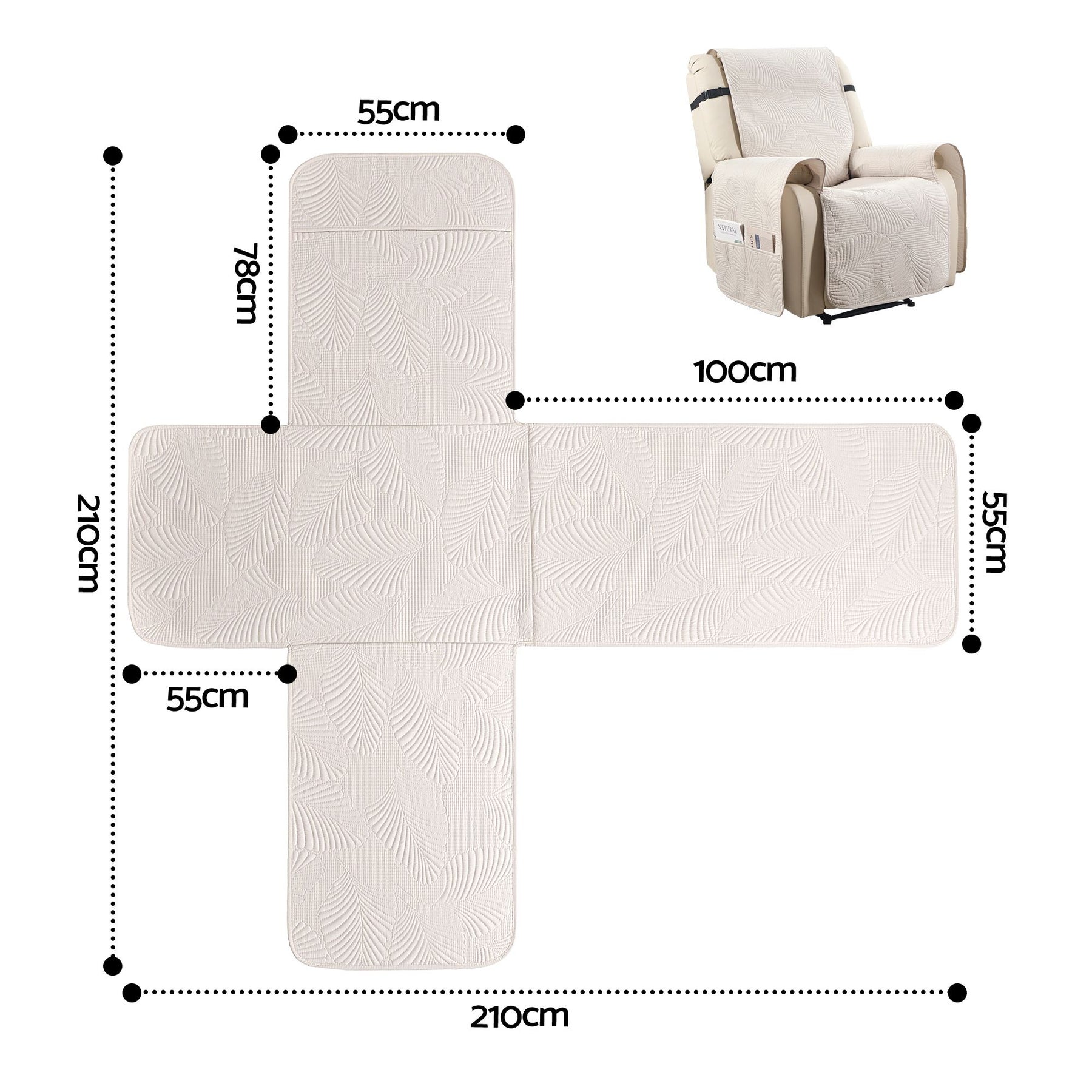 Artiss Waterproof Quilted Recliner Chair Cover