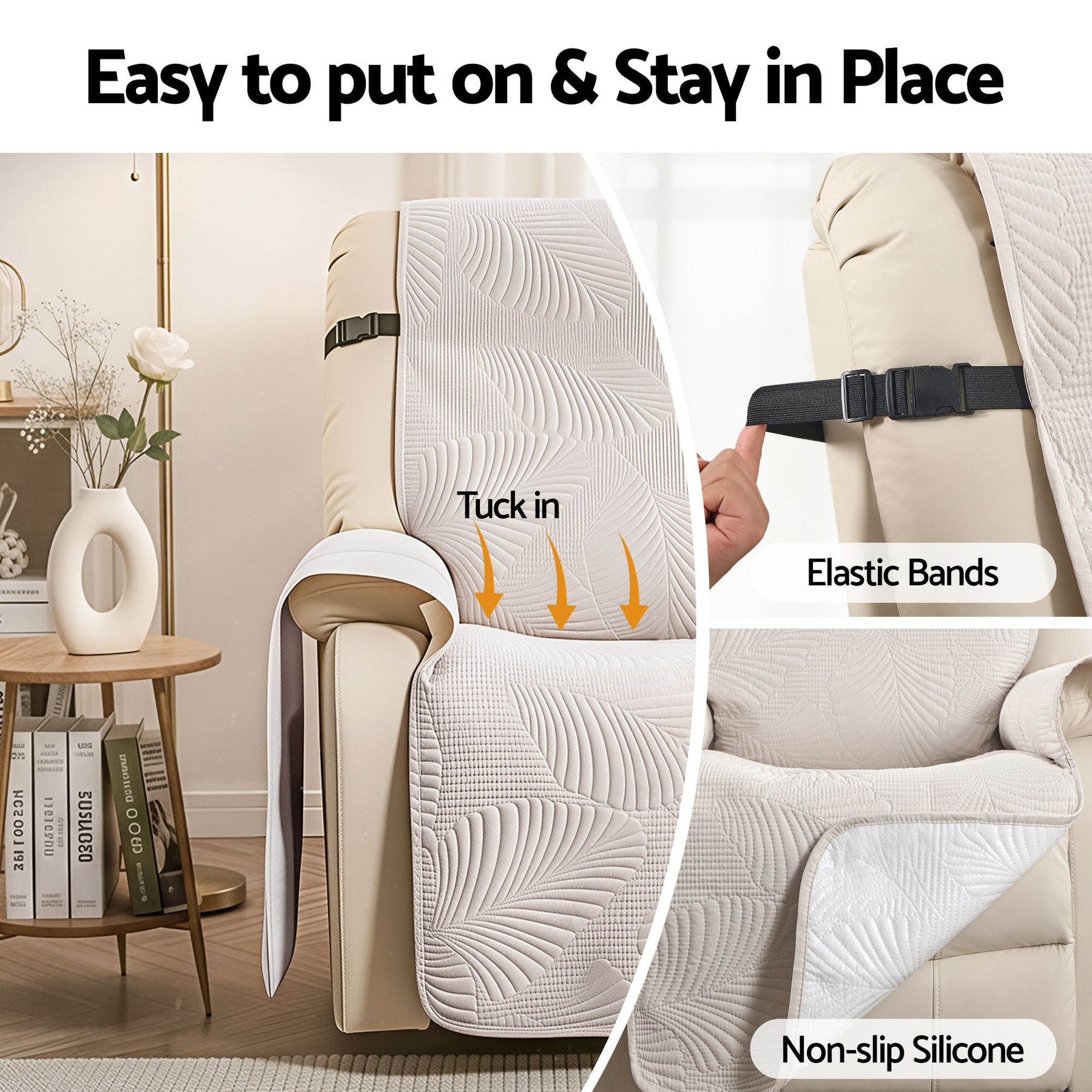 Artiss Waterproof Quilted Recliner Chair Cover