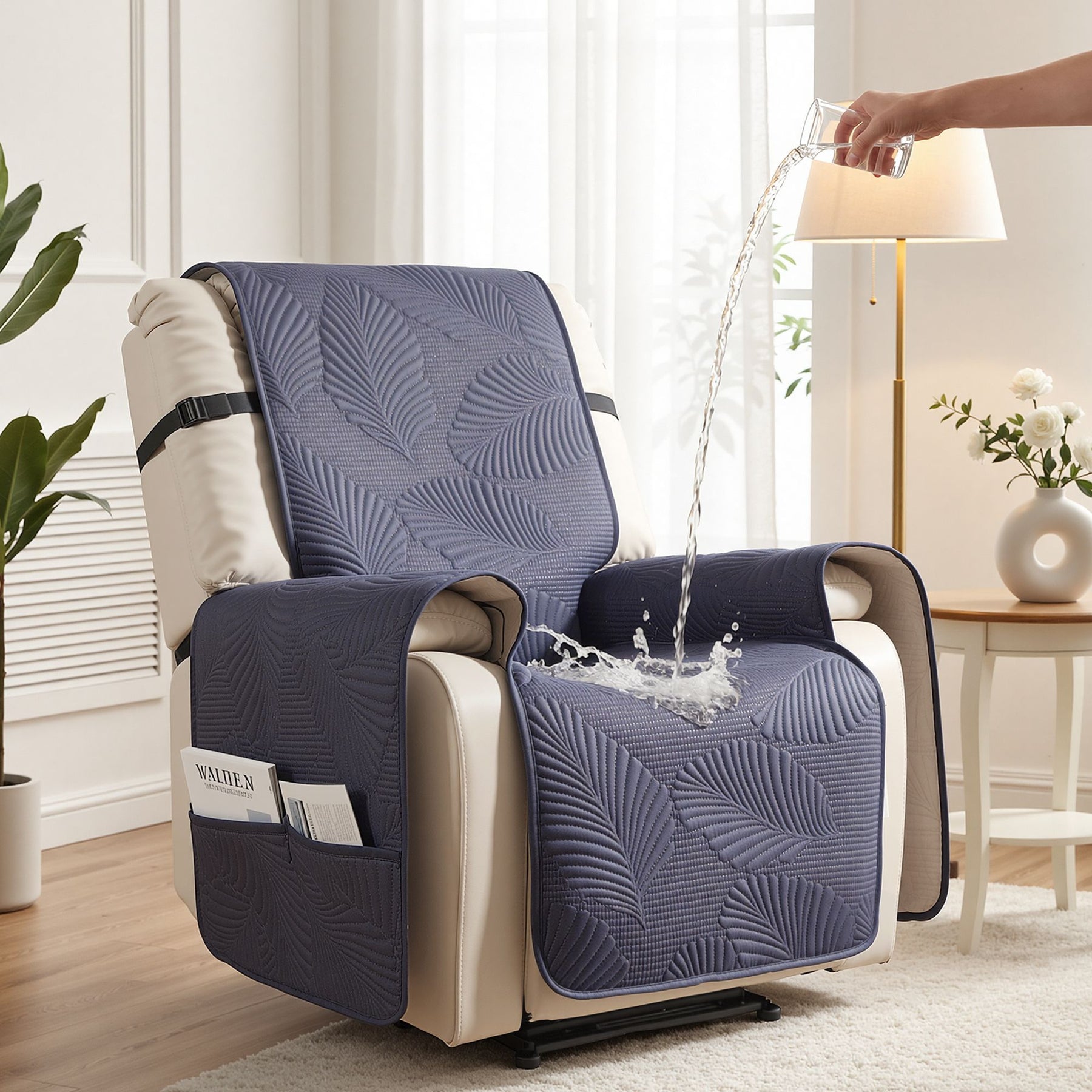 Artiss Waterproof Quilted Recliner Chair Cover - Grey