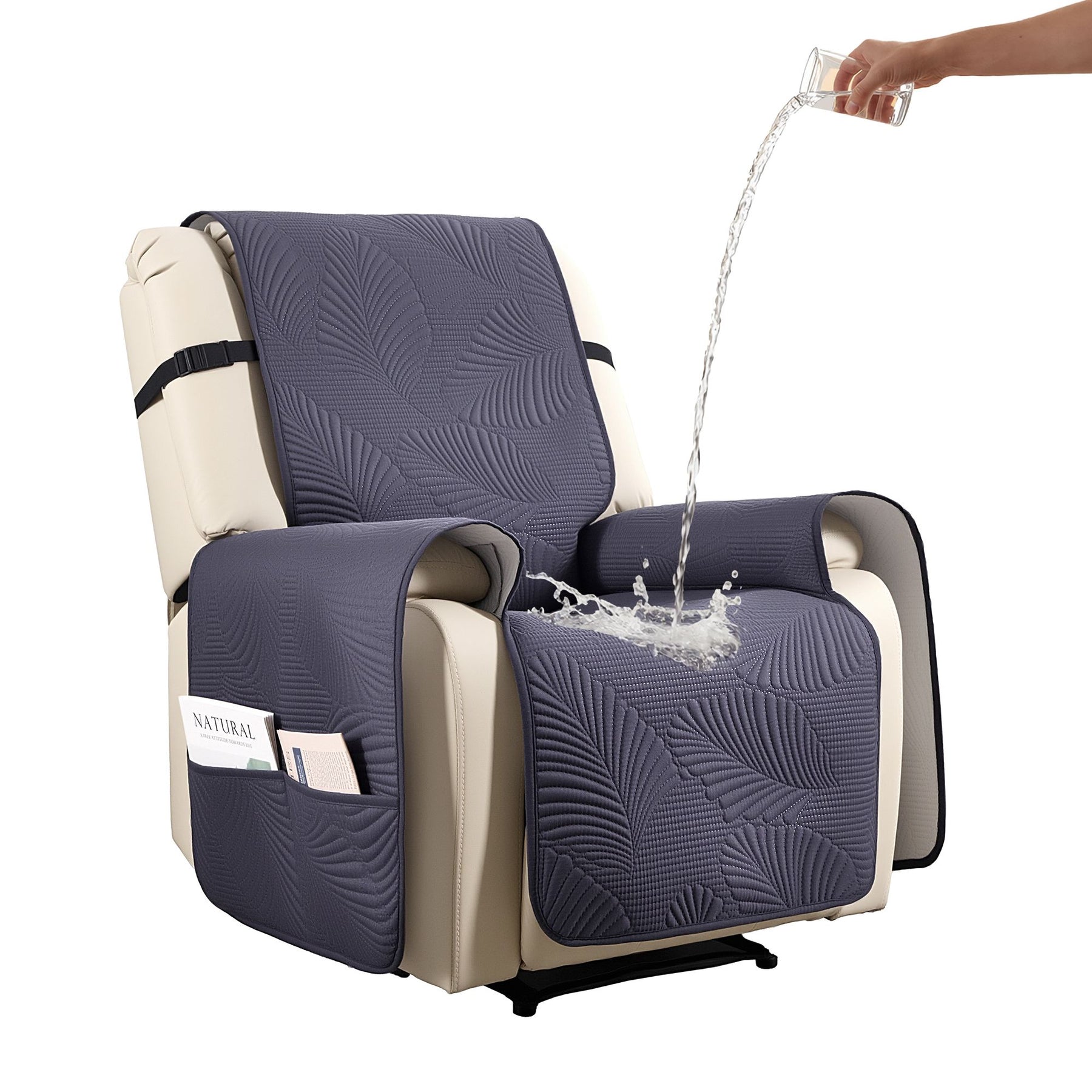 Artiss Waterproof Quilted Recliner Chair Cover - Grey
