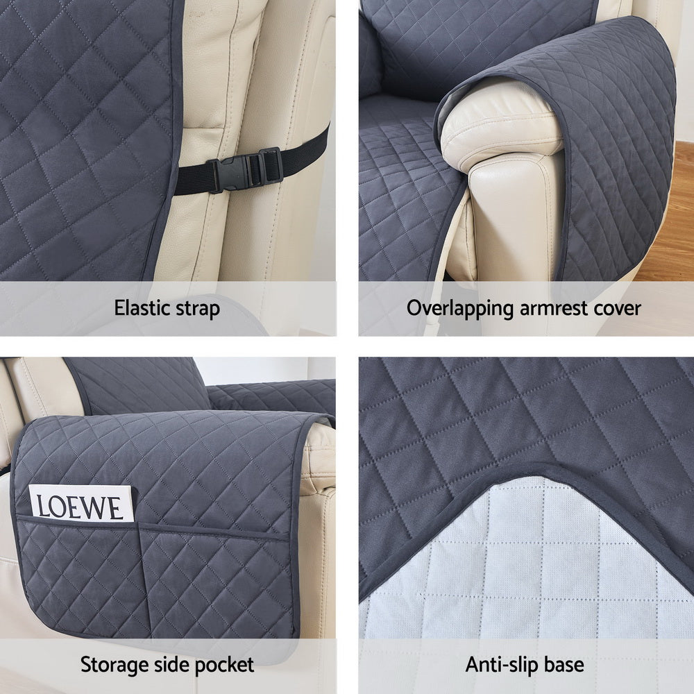 Artiss Water-Resistant Recliner Chair Cover - 1 Seater Grey - SuperSaverAU - view 6